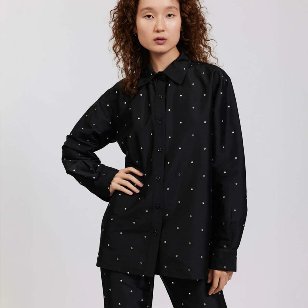 BATSHEVA Oversized Button-Up Shirt w/ Rhinestones – Size 12 - Picture 5 of 5